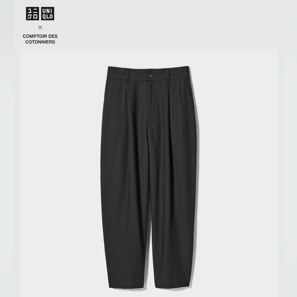EUC UniqloXCDC Linen-Blended Tapered Pleated Pants, S